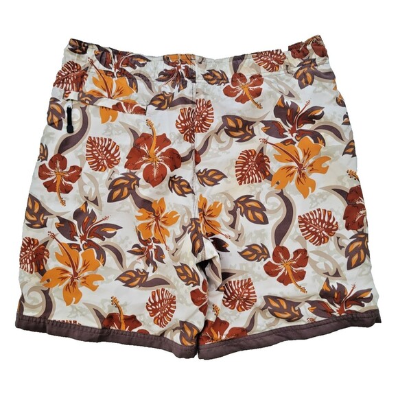 Blue Curl Bermuda Board Shorts M Brown Hawaiian Print - Picture 2 of 3